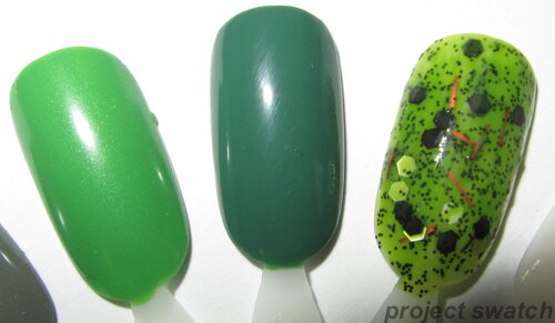 Green Polish Swatches Pure Ice Free Spirit Don't Mess With OPI Hard Candy Jubilee Swatches