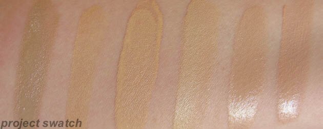 Foundation Swatches: Laura Mercier Bisque, Becca Camel, YSL B30, Illamasqua 6.5, Revlon Sand Beige, Wet n Wild Light-Medium