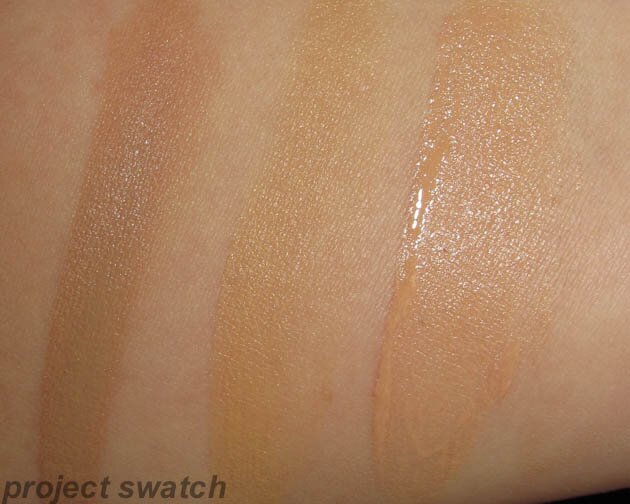 Foundation Swatches: Armani 7, MAC C3, MAC N3