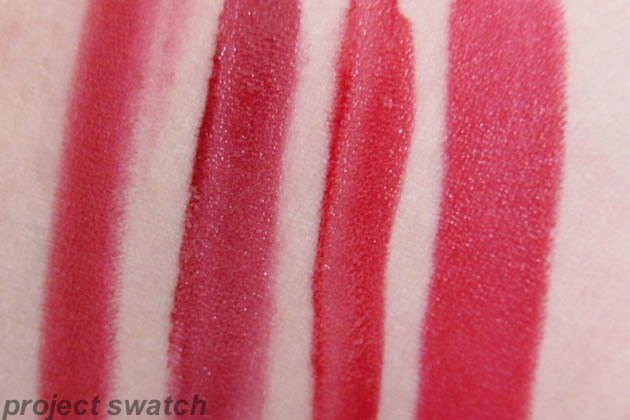 Nars Cruella Shisedo Nocturne Chanel Dragon Rouge d'Armani 400 swatches, comparison 