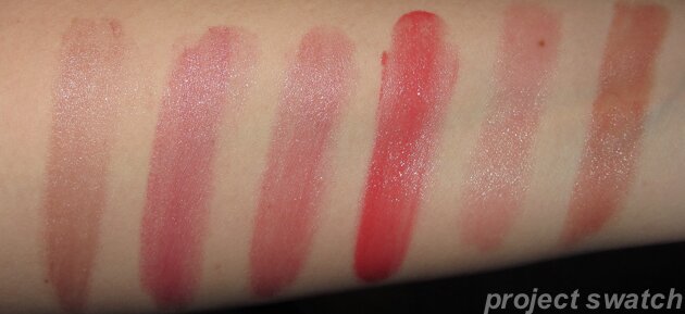 Fresh Sugar tinted balm swatches - Plum Berry Passion Coral Rose Honey